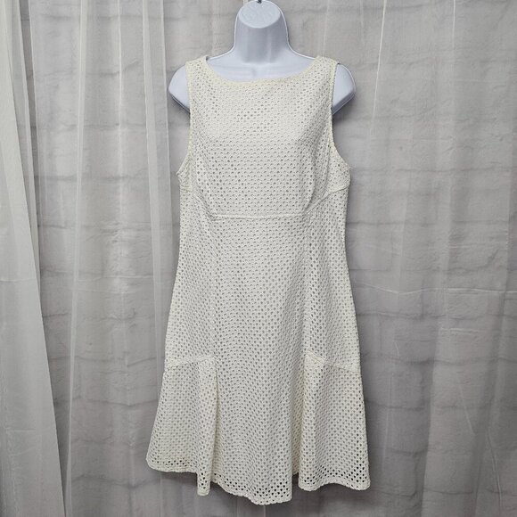 Chaps Off White Crochet Lace Sleeveless Dress Coquette Boho 16 - Picture 11 of 11